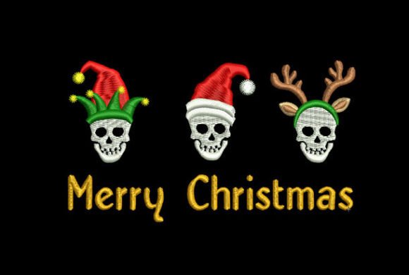 Merry Christmas Funny Skull Embroidery Review
